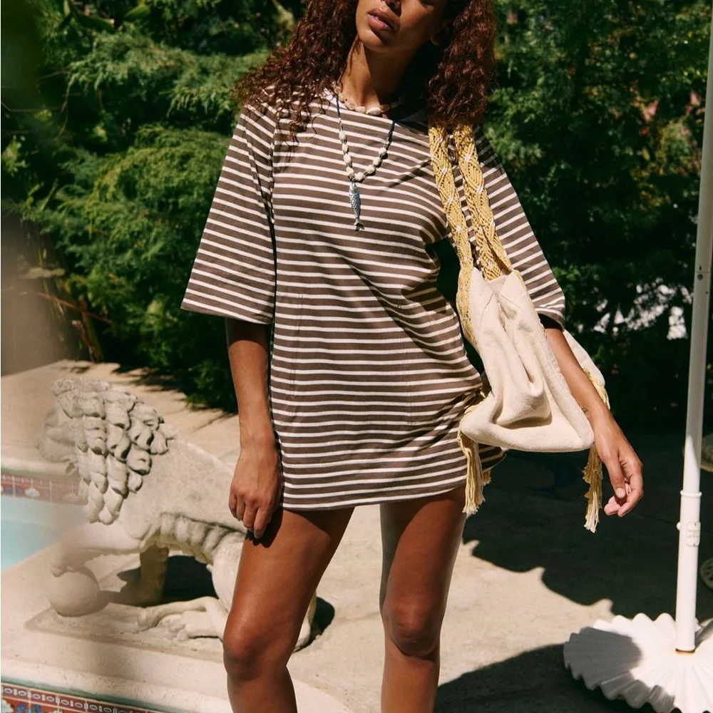 Free People Charlie red and White Striped Mini Dress - Picture 1 of 3
